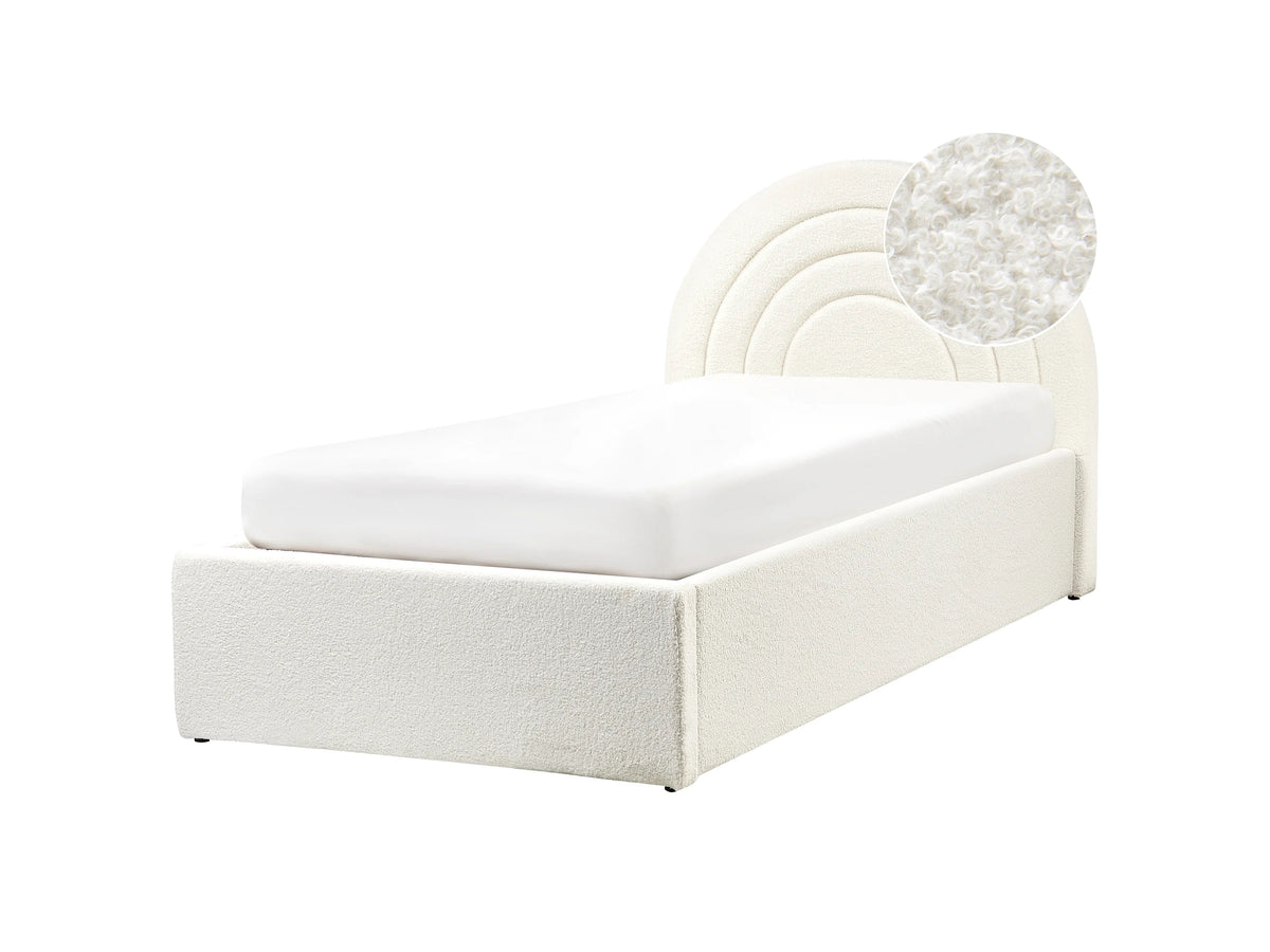 Lit Coffre 90x200 Tissu Bouclette Blanc — vue 2