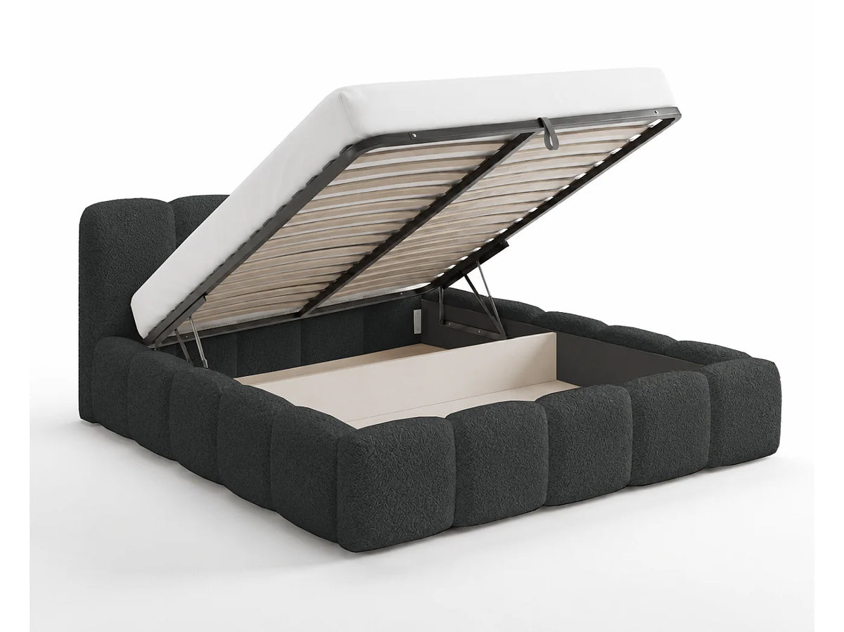 Lit Coffre 180x200 Tissu Bouclette Noir — vue 6