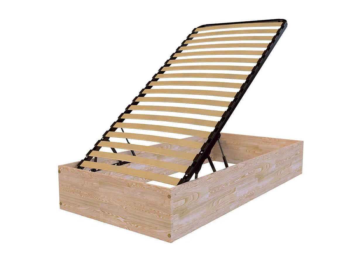 Lit Coffre 90x190 Bois Naturel clair — vue 4