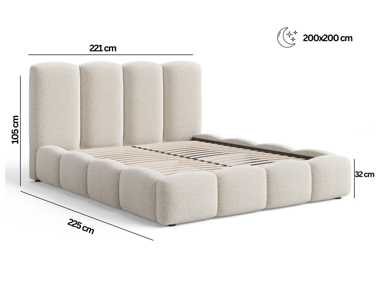 Lit Coffre 200x200 Tissu Bouclette Marron — vue 6