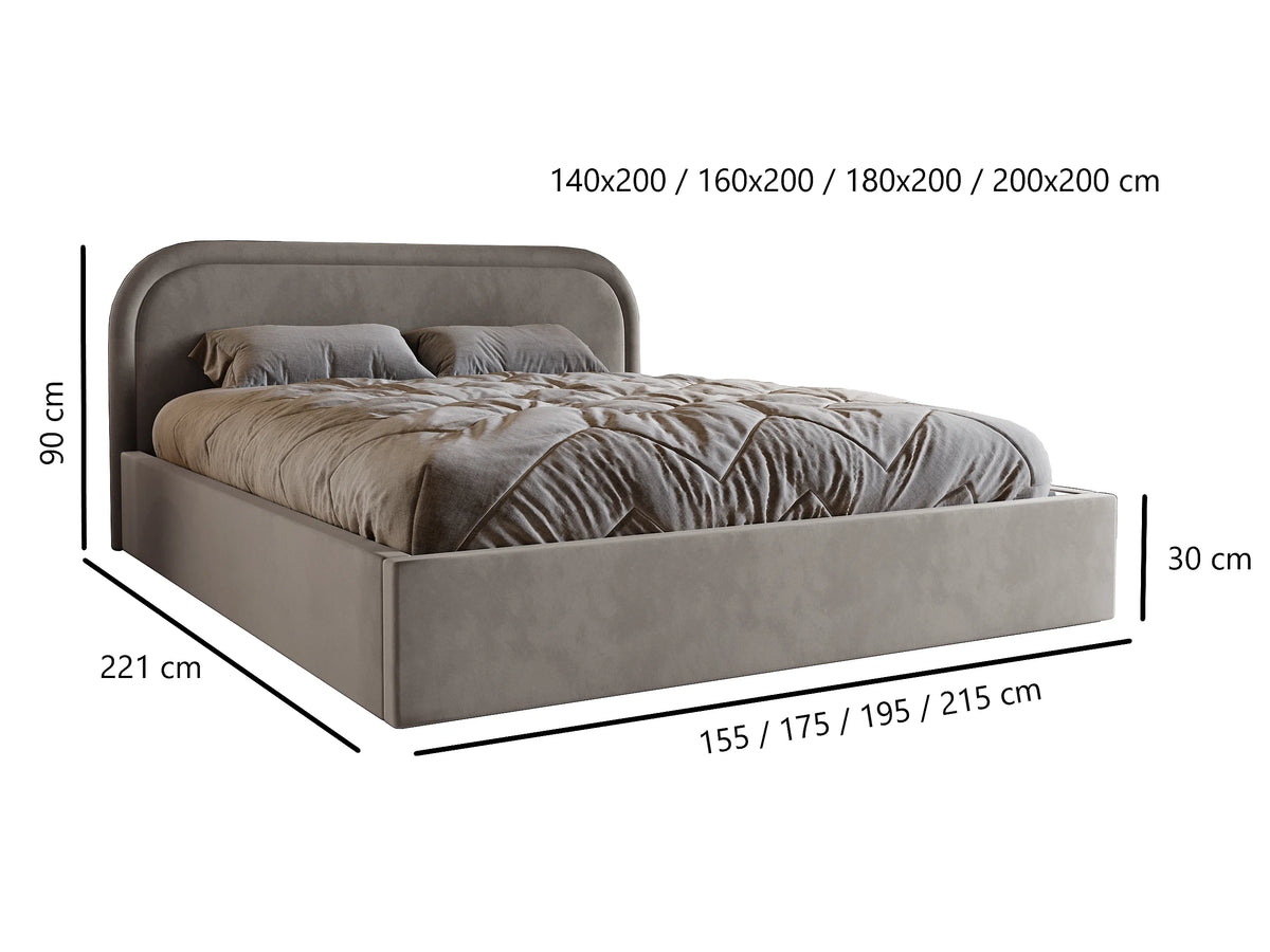 Lit Coffre 200x200 Tissu Bouclette Crème — vue 5