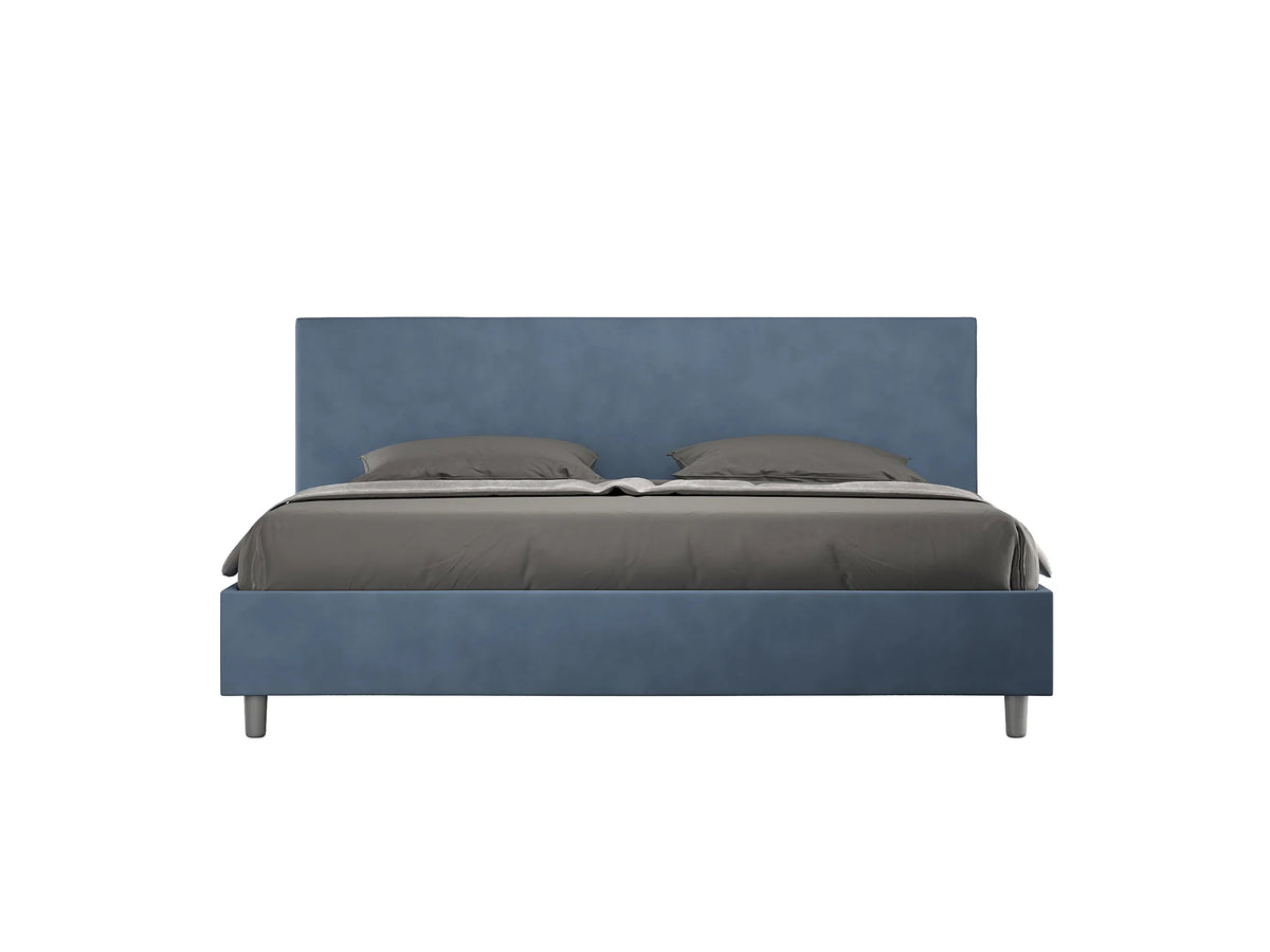 Lit Coffre 200x200 Microfibre Bleu Capitonné