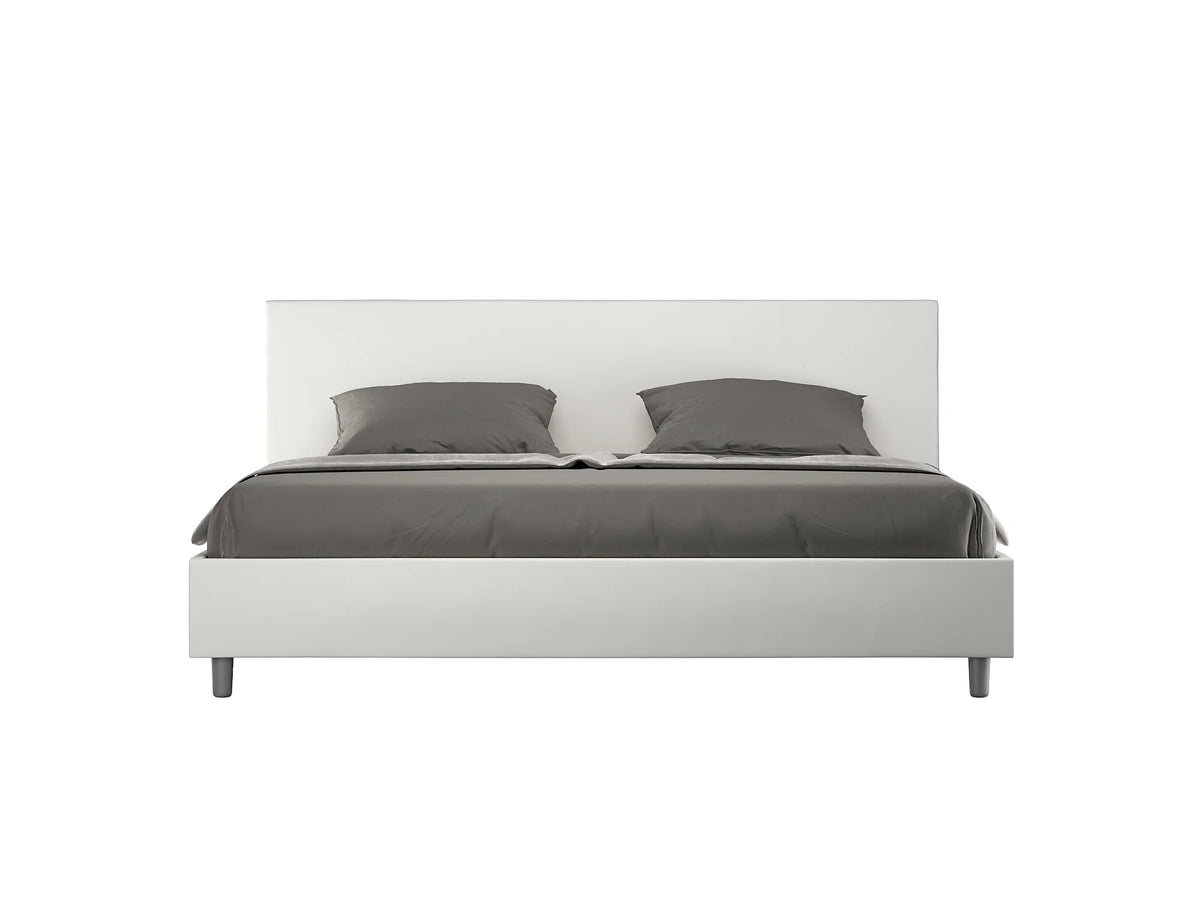 Lit Coffre 200x200 Simili Cuir Blanc Capitonné — vue 2