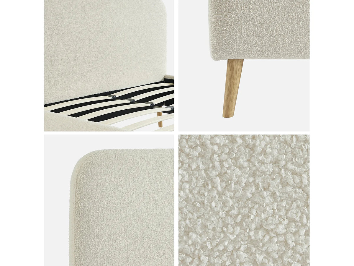 Lit Coffre 140x190 Tissu Bouclette Crème — vue 3