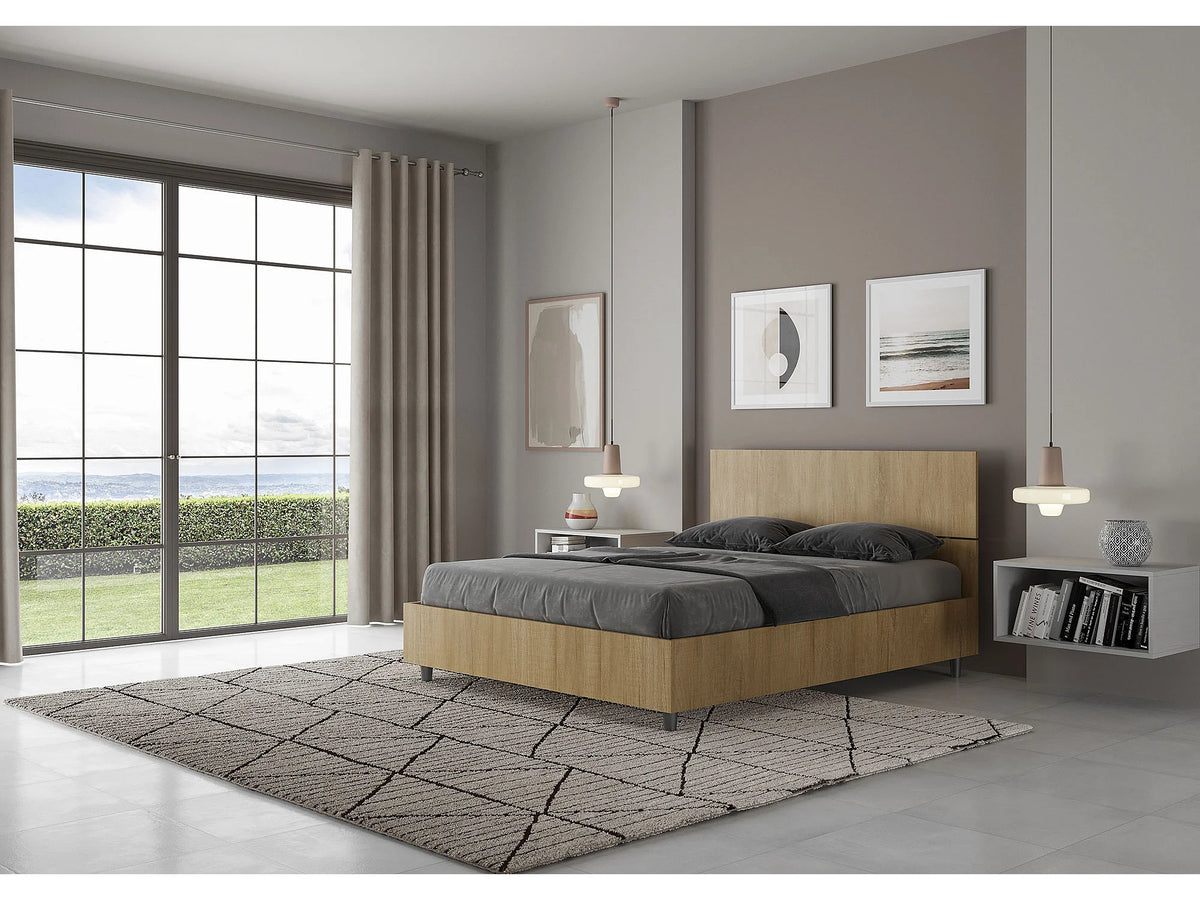 Lit Coffre 140x190 Bois Marron — vue 2