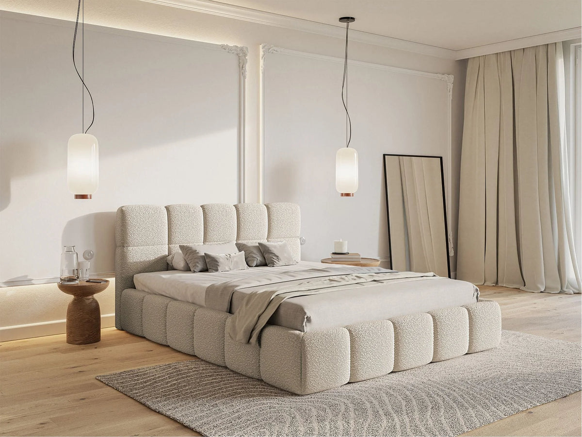 Lit Coffre 120x200 Tissu Bouclette Beige — vue 2