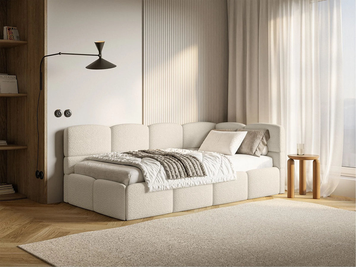 Lit Coffre 90x200 Tissu Beige — vue 2