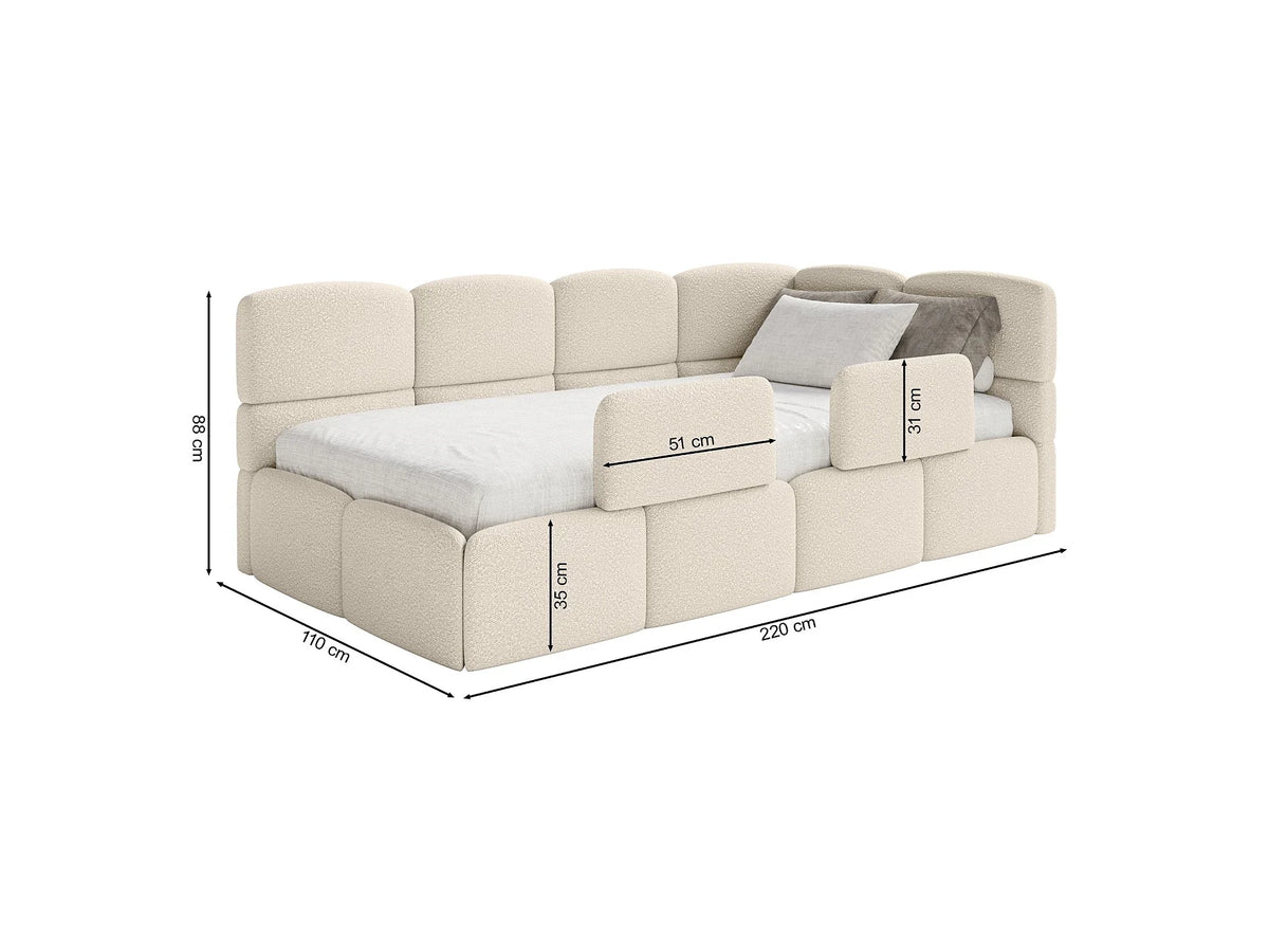 Lit Coffre 90x200 Tissu Beige — vue 4