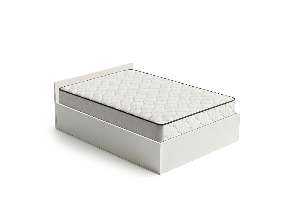 Lit Coffre 120x200 Composite Blanc avec Matelas — vue 6