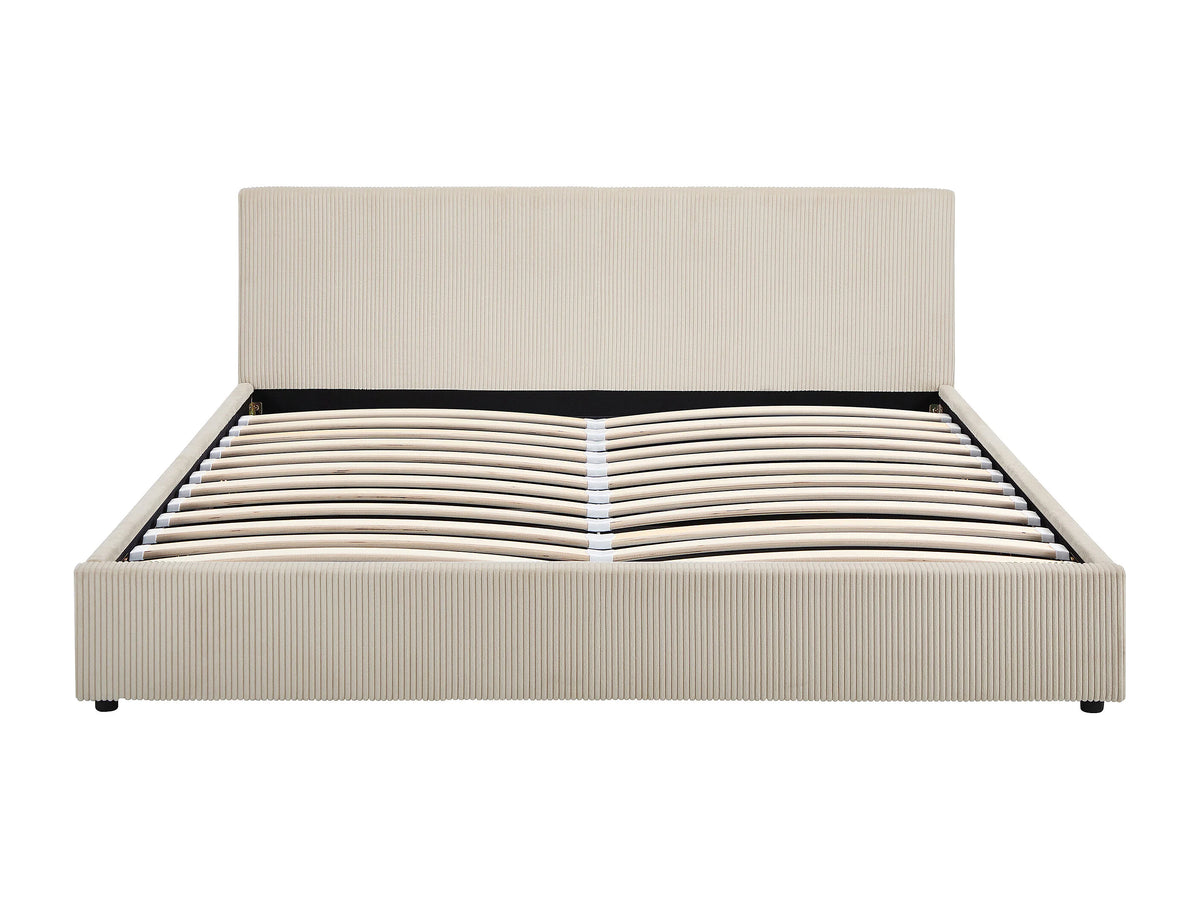 Lit Coffre 200x200 Velours Côtelé Crème - VALME — vue 4