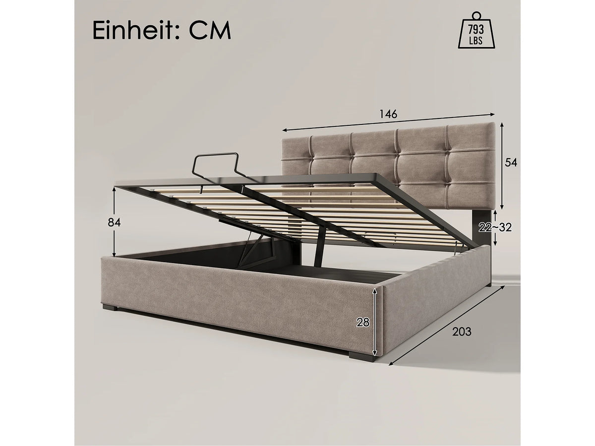 Lit Coffre 140x200 Bois Gris — vue 5