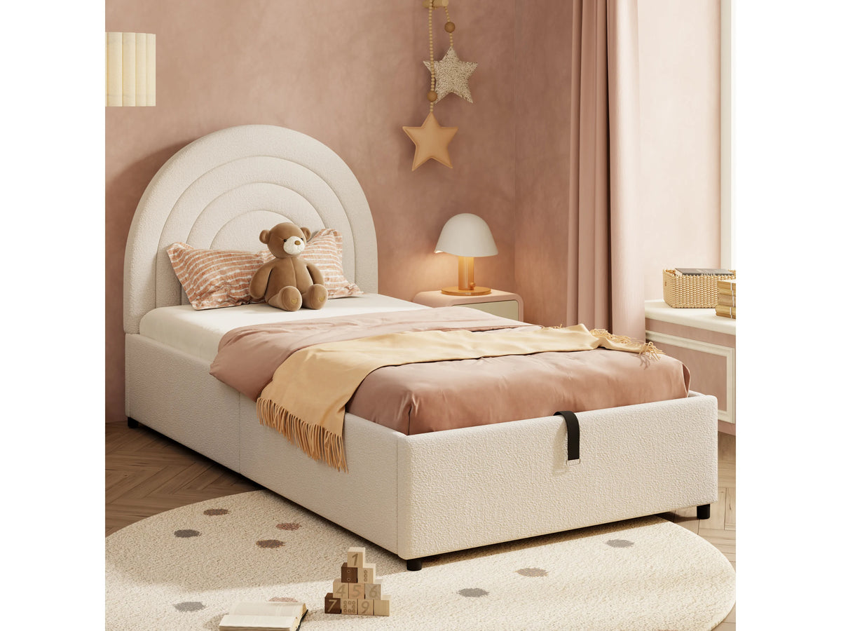Lit Coffre 90x200 Bois Beige avec Chevets — vue 2