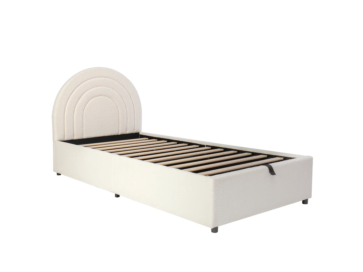 Lit Coffre 90x200 Bois Beige avec Chevets — vue 5