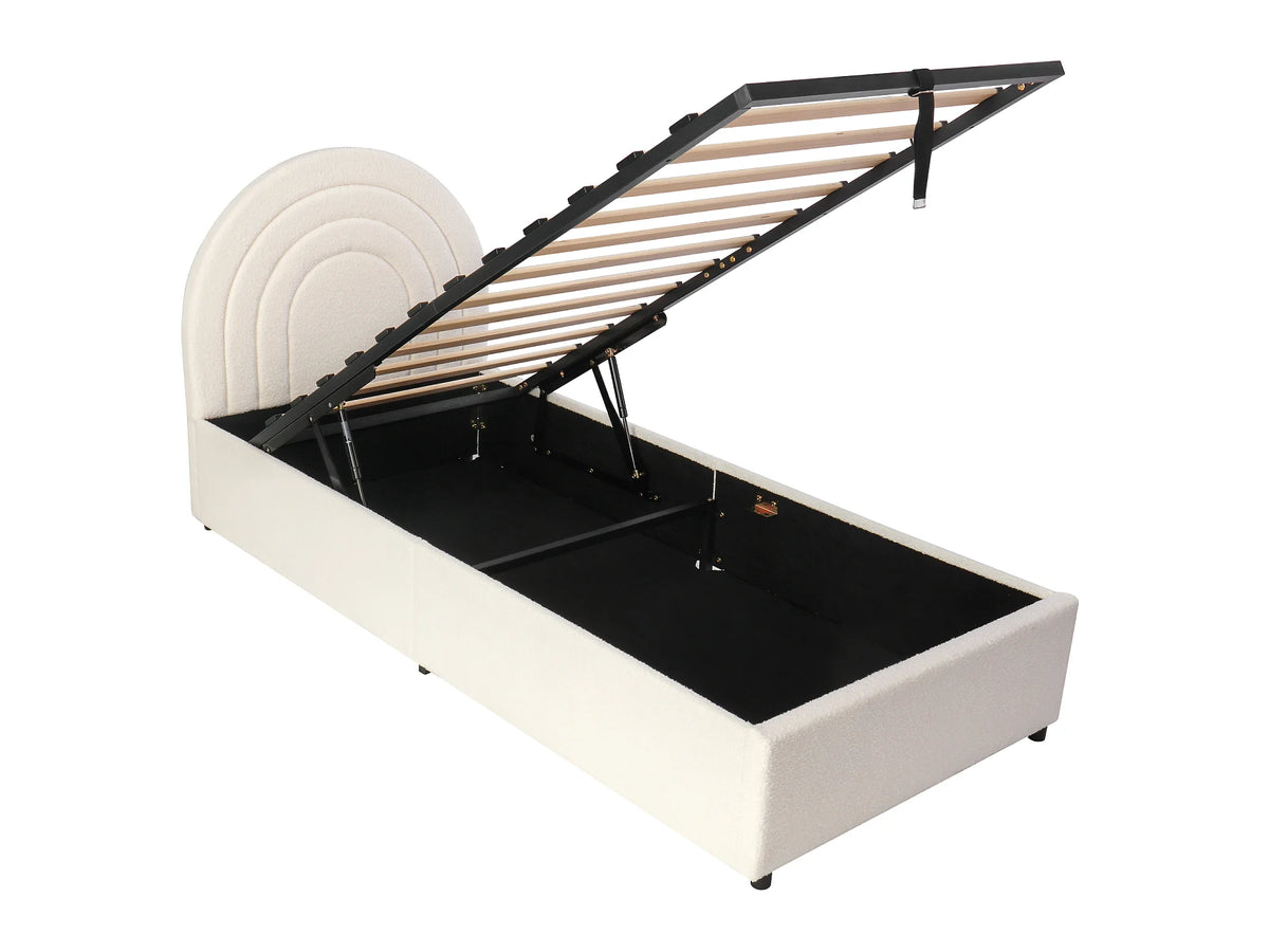 Lit Coffre 90x200 Bois Beige avec Chevets — vue 6