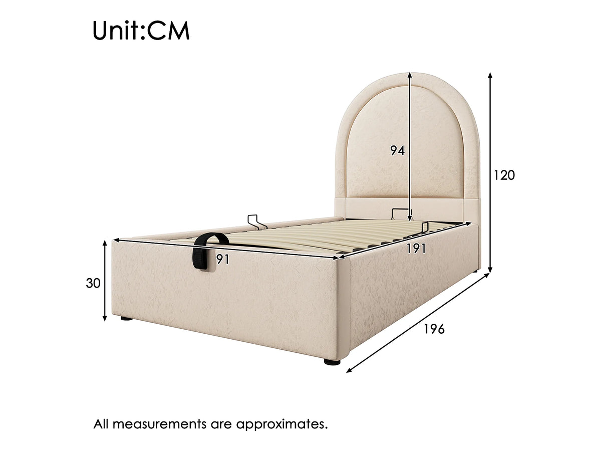Lit Coffre 90x190 Simili Cuir Beige — vue 4