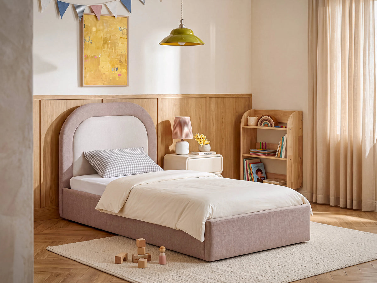 Lit Coffre 90x190 Tissu Beige - IDONO