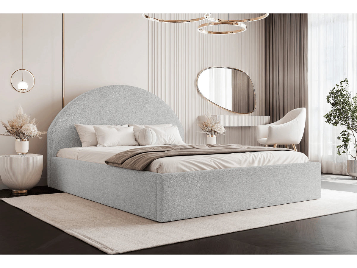Lit Coffre 200x200 Tissu Bouclette Gris clair
