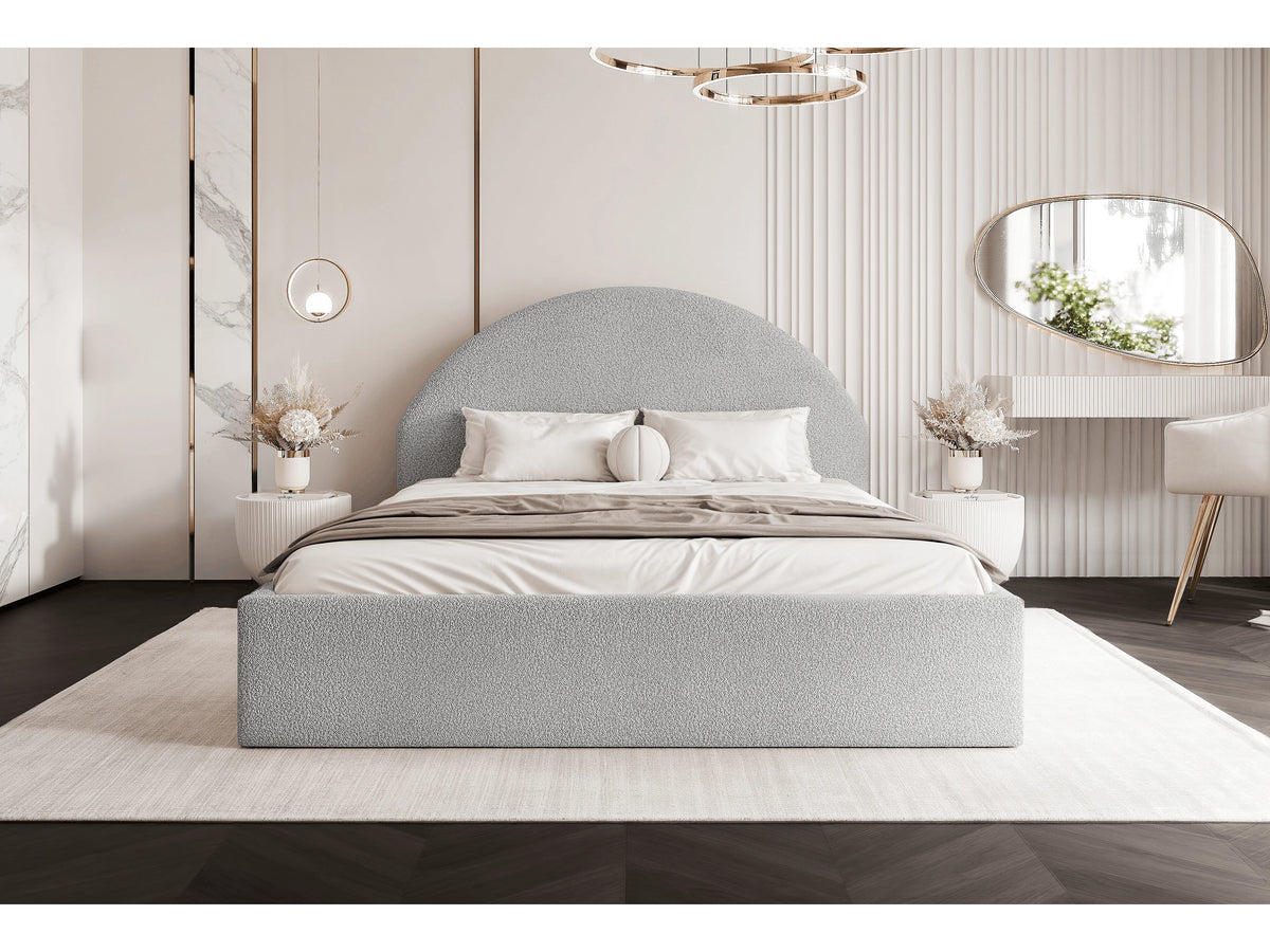 Lit Coffre 200x200 Tissu Bouclette Gris clair — vue 2