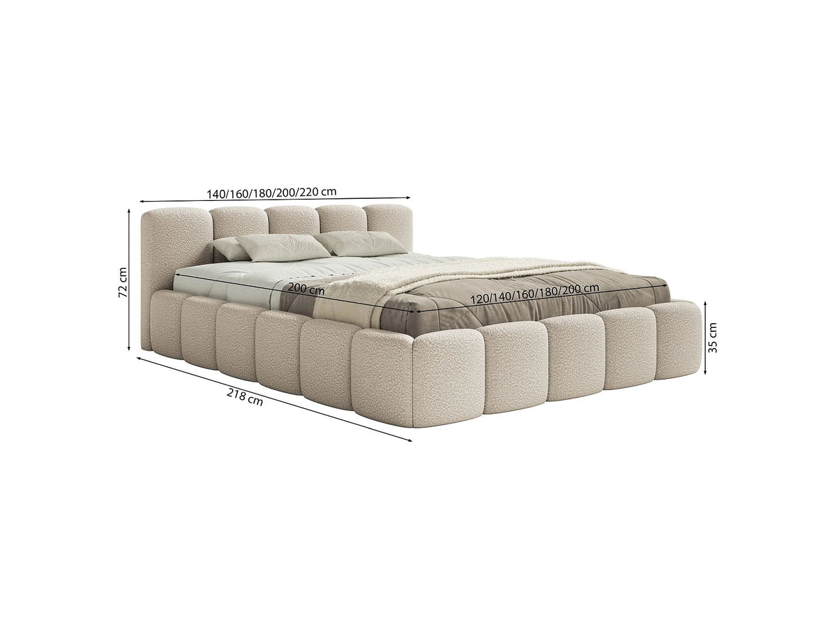 Lit Coffre 120x200 Tissu Bouclette Beige — vue 7