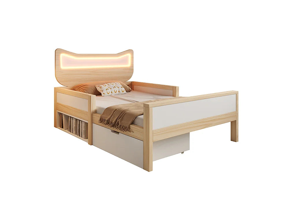 Lit Coffre 90x190 Bois Blanc avec LED — vue 9