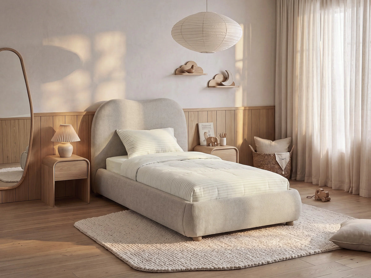 Lit Coffre 90x190 Tissu Beige - VANARI