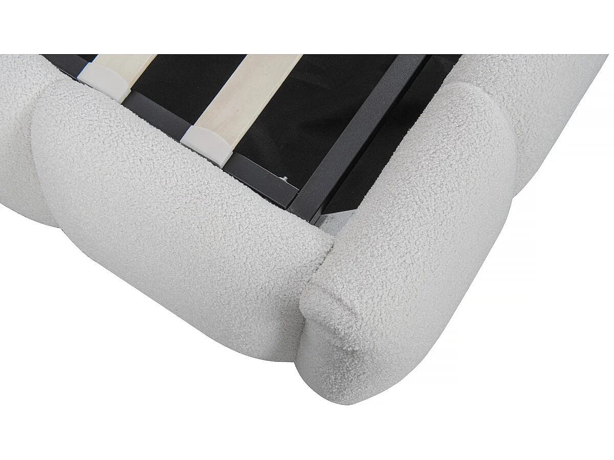Lit Coffre 140x190 Tissu Bouclette Blanc — vue 4