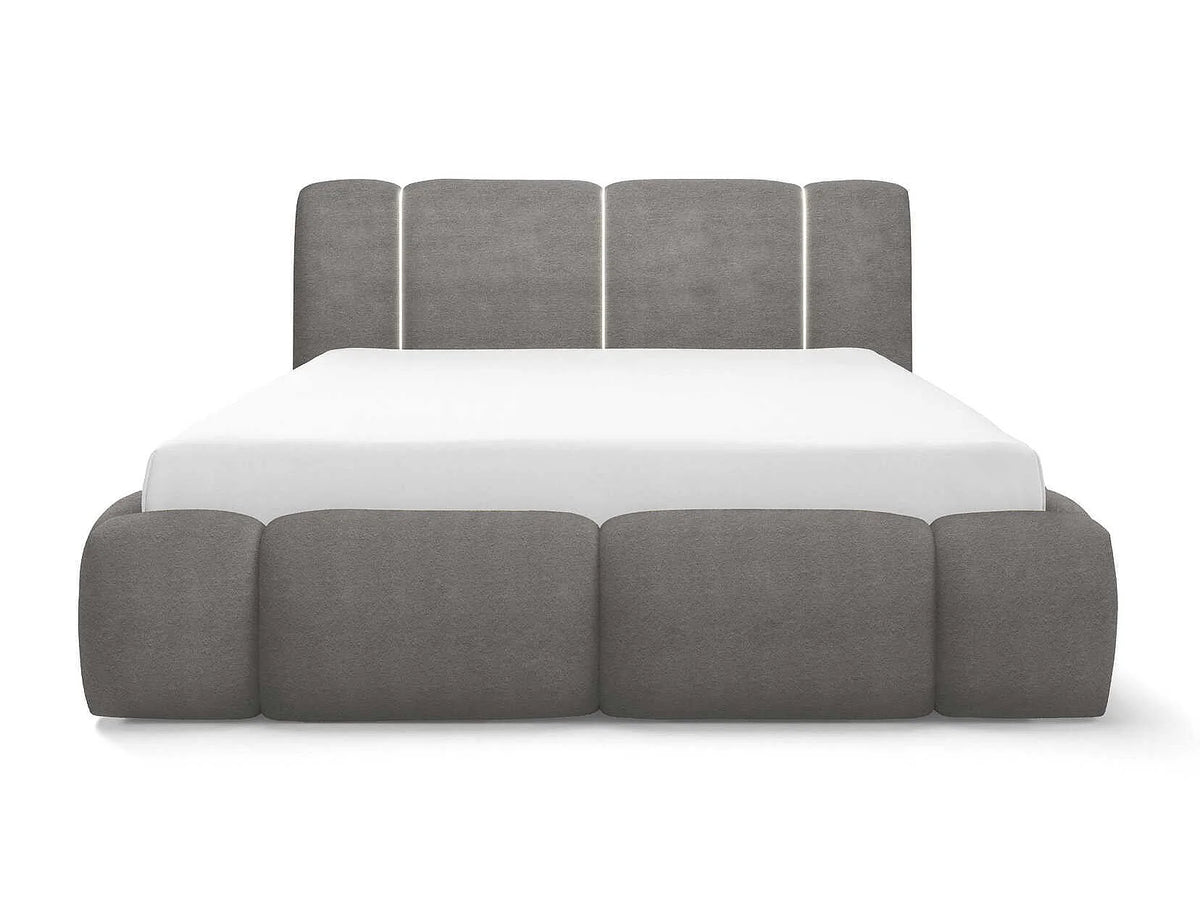 Lit Coffre 200x200 Tissu Gris avec LED — vue 4