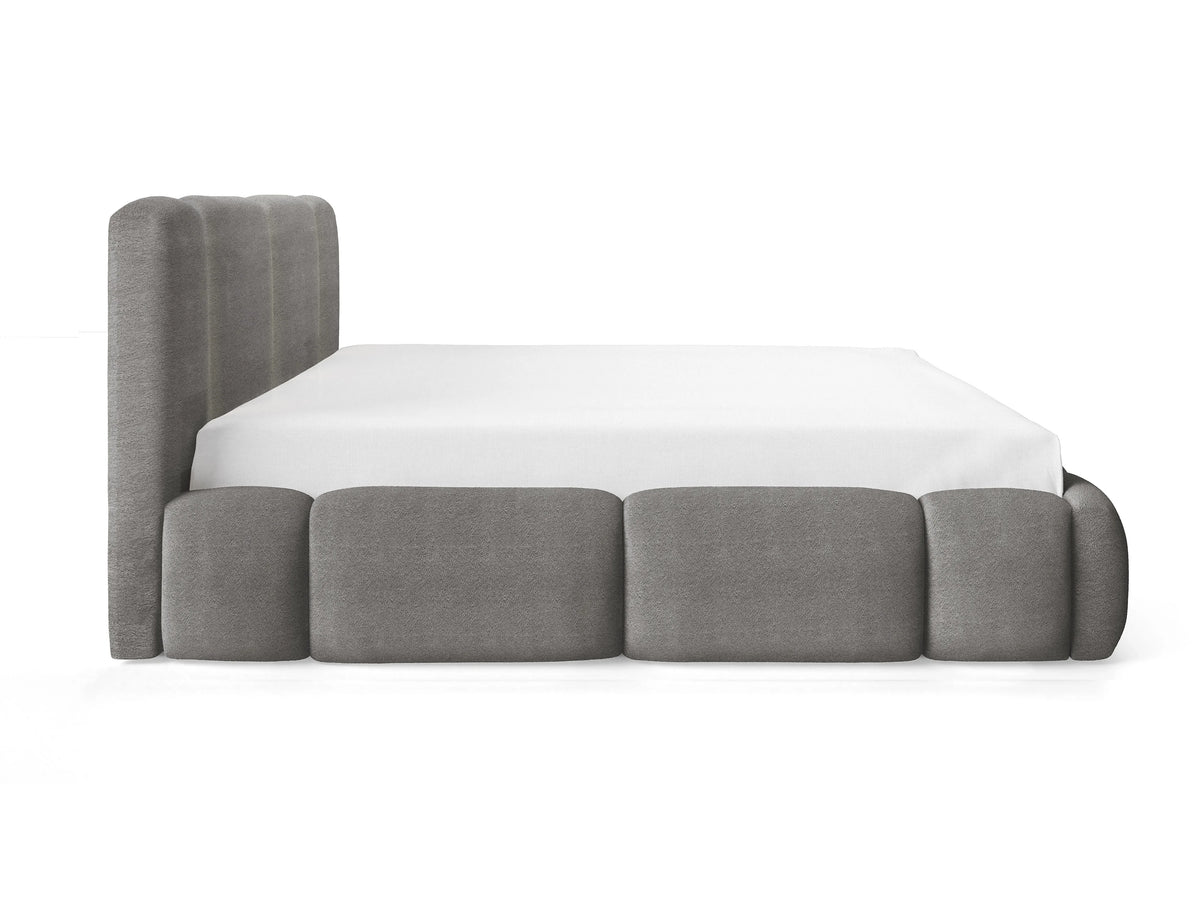 Lit Coffre 200x200 Tissu Gris avec LED — vue 7