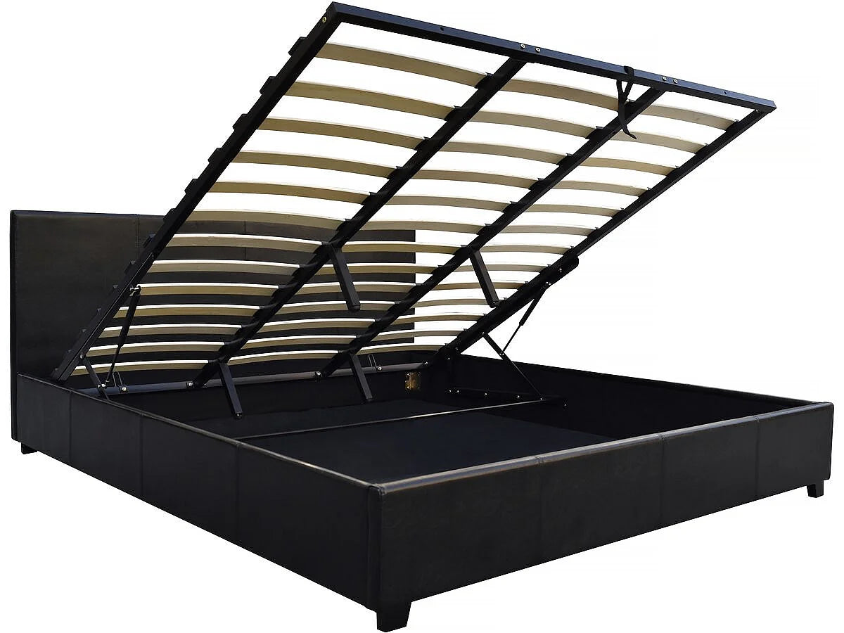 Lit Coffre 140x190 Simili Cuir Noir — vue 3