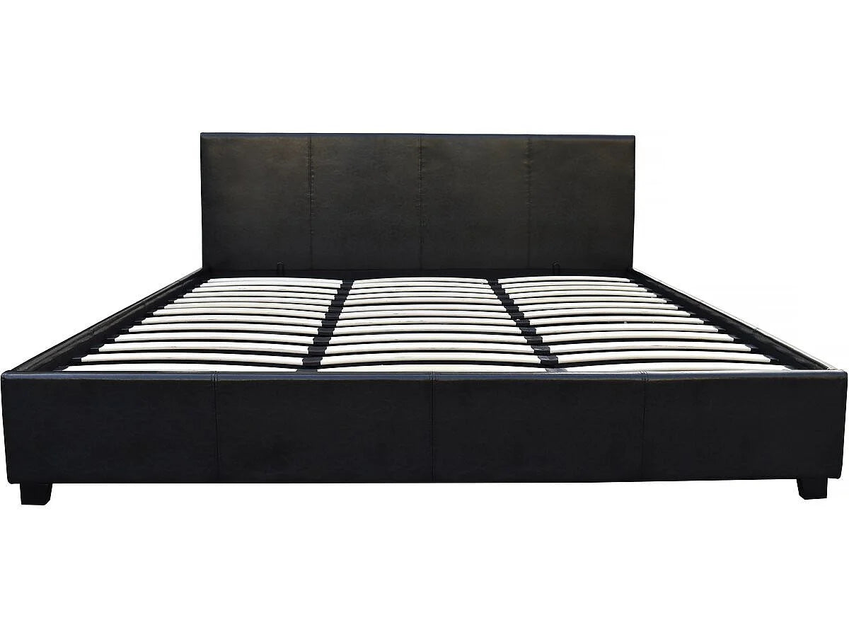 Lit Coffre 140x190 Simili Cuir Noir — vue 5