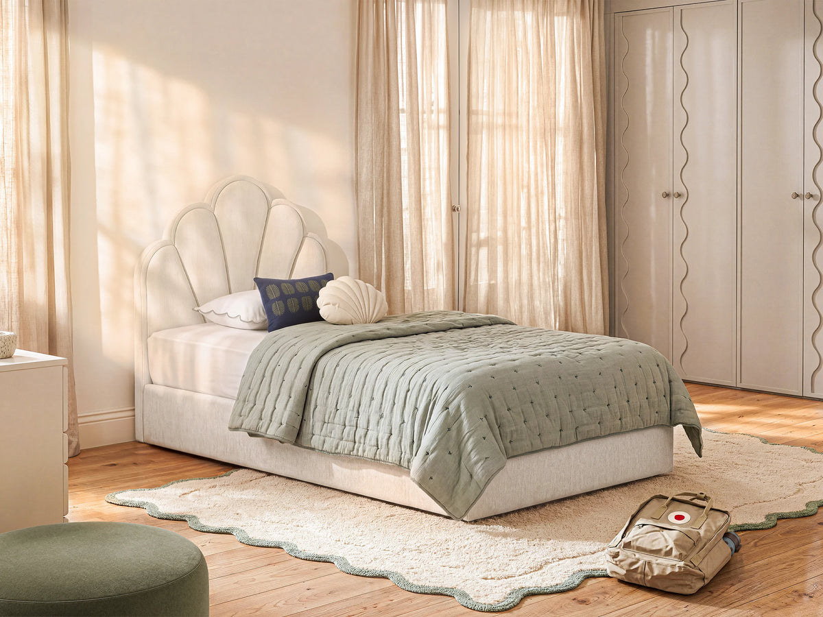 Lit Coffre 90x190 Tissu Beige - CORALUNO