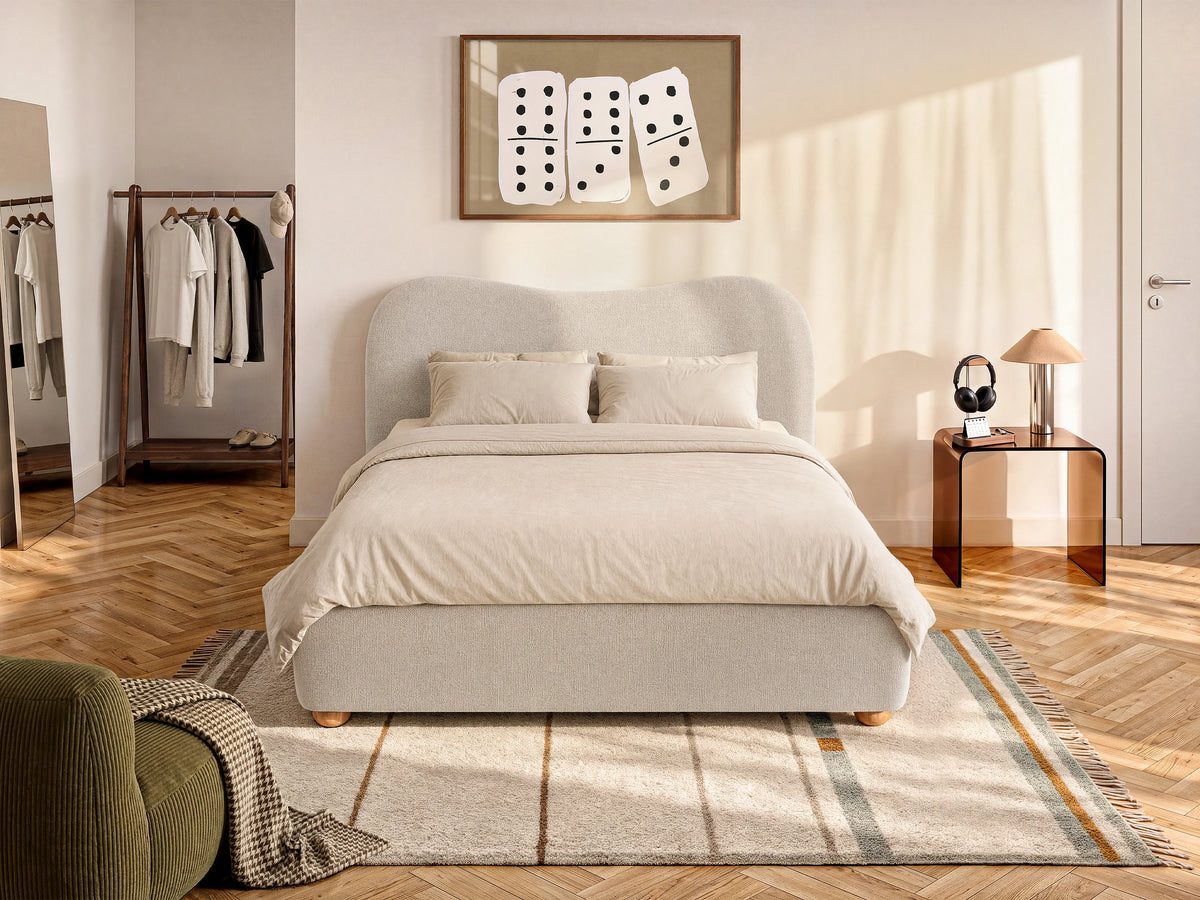 Lit Coffre 120x190 Tissu Beige - VANARI